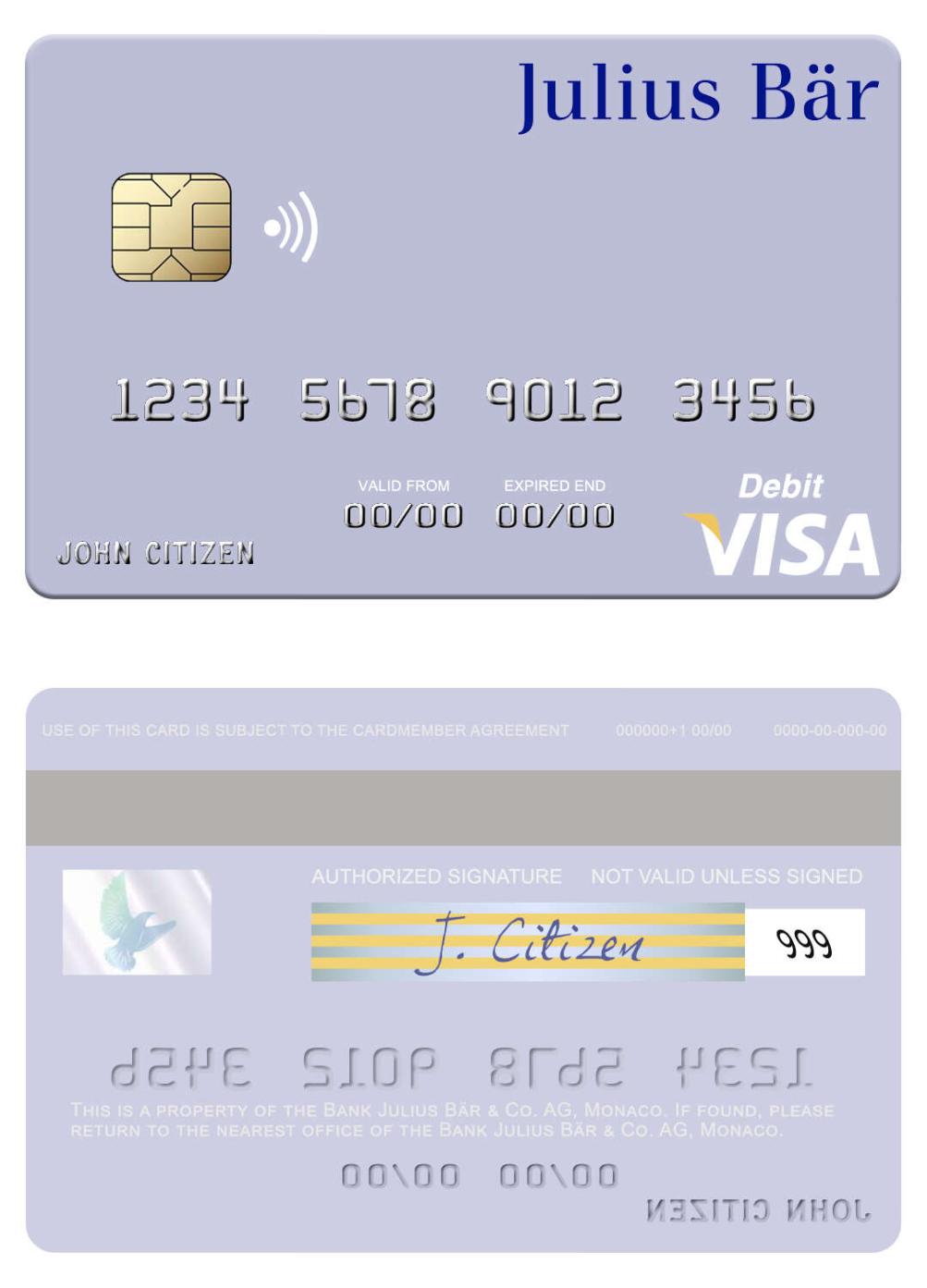 Monaco Bank Julius Bar & Co. AG visa debit card